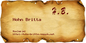 Hohn Britta névjegykártya